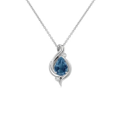 Angara 0.5 Ctw Shell Style Pear London Blue Topaz Infinity Pendant In Platinum/light Greenish Blue