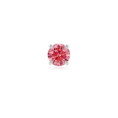 Angara 0.5 Ctw Vintage Style Round Fancy Intense Pink Diamond Solitaire Stud Earring In Platinum/fancy Intense