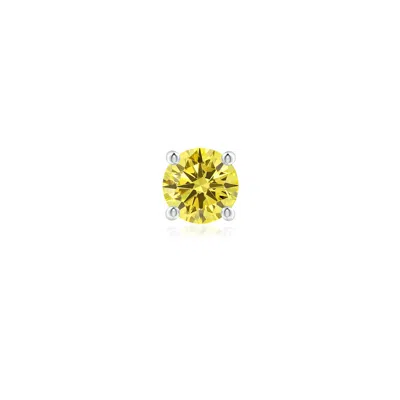 Angara 0.5 Ctw Vintage Style Round Fancy Intense Yellow Diamond Solitaire Stud Earring In Platinum/fancy Intense
