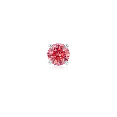 Angara 0.5 Ctw Vintage Style Round Lab-grown Fancy Intense Pink Diamond Solitaire Stud Earring In Platinum/fancy Intense