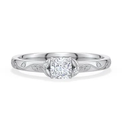 Angara 0.51 Ctw Cushion Diamond Leaf Vine Engagement Ring In Platinum/g