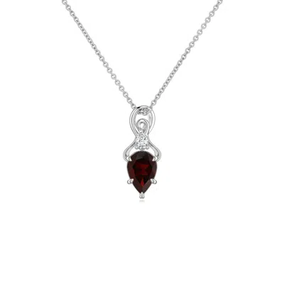 Angara 0.52 Ctw Inverted Pear Garnet Swirl Pendant With Diamond Accent In Platinum/dark Red
