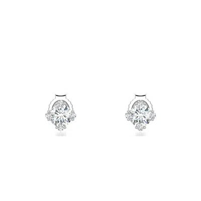 Angara 0.52 Ctw Round Lab-grown Diamond Stud Earrings With Accents In Metallic