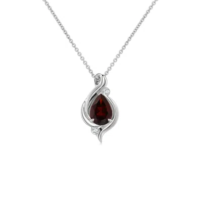 Angara 0.52 Ctw Shell Style Pear Garnet Infinity Pendant In Platinum/dark Red