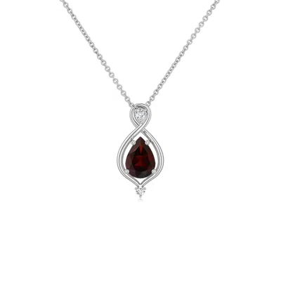 Angara 0.53 Ctw Pear Garnet Infinity Twist Pendant In Platinum/dark Red
