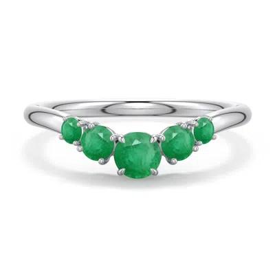 Angara 0.53 Ctw Round Emerald Graduated Side Stone Engagement Ring In Metallic