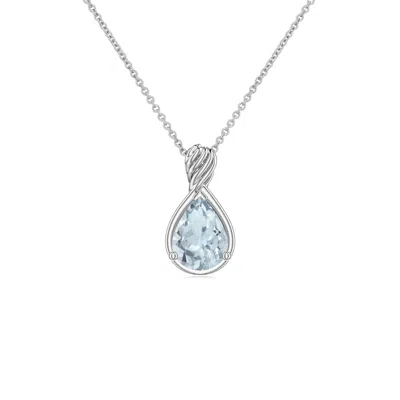 Angara 0.55 Ctw Pear Aquamarine Twisted Frame Infinity Pendant In Platinum/light Sky Blue