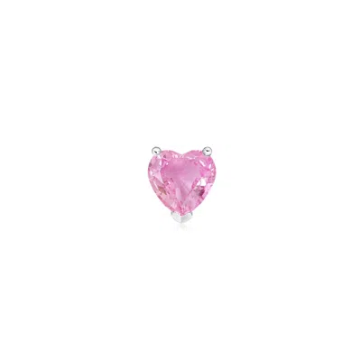Angara 0.55 Ctw Pink Sapphire Solitaire Heart Stud Earring In Platinum/baby Pink