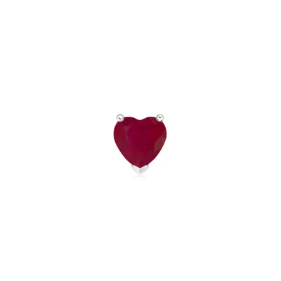 Angara 0.55 Ctw Ruby Solitaire Heart Stud Earring In Platinum/dark Red
