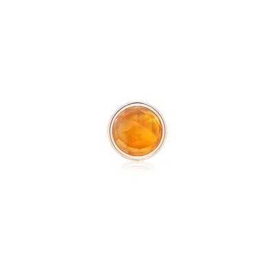 Angara 0.58 Ctw Bezel Set Citrine Solitaire Stud Earring In Rose Gold/golden