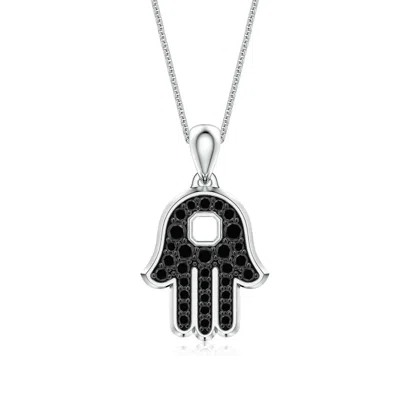 Angara 0.58 Ctw Pavé-set Enhanced Black Diamond Men's Hamsa Pendant