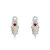 Angara 0.59 Ctw Inverted Pear Opal Swirl Earrings With Ruby Accent In Metallic