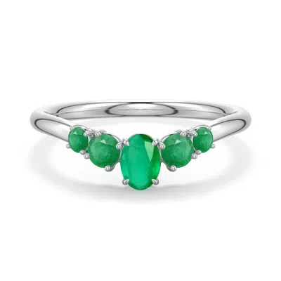 Angara 0.59 Ctw Oval Emerald Graduated Side Stone Engagement Ring In Metallic