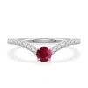 Angara 0.59 Ctw Round Ruby Curved Engagement Ring With Accents In Metallic