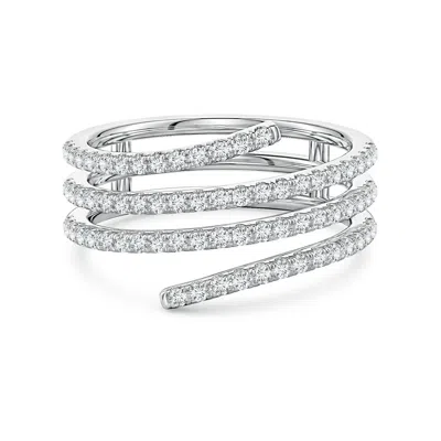 Angara 0.59 Ctw U-pavé Lab-grown Diamond Triple-wrap Coil Ring In Metallic