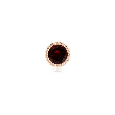 Angara 0.6 Ctw Bezel-set Solitaire Round Garnet Beaded Halo Stud In Rose Gold/dark Red