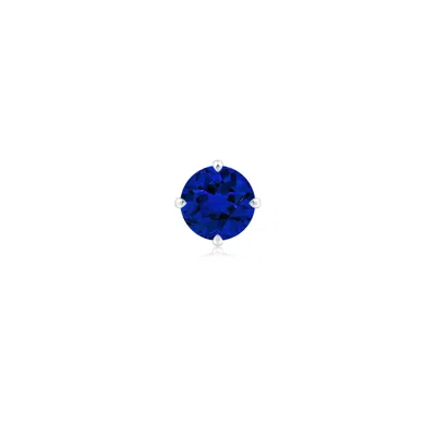 Angara 0.6 Ctw Claw-set Round Lab-grown Blue Sapphire Solitaire Stud Earring In Platinum/deep Rich Blue