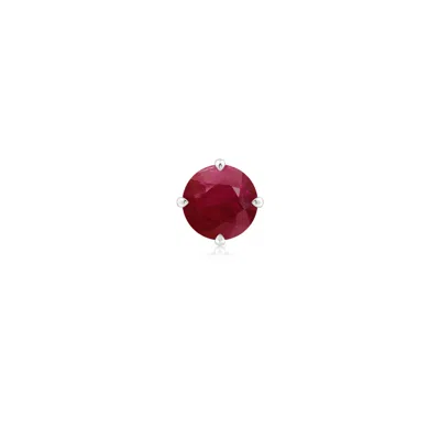 Angara 0.6 Ctw Claw-set Round Ruby Solitaire Stud Earring In Platinum/dark Red