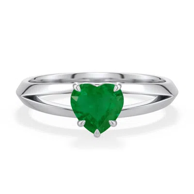 Angara 0.6 Ctw Heart-shaped Emerald Knife-edge Split Shank Engagement Ring In Platinum/medium Green
