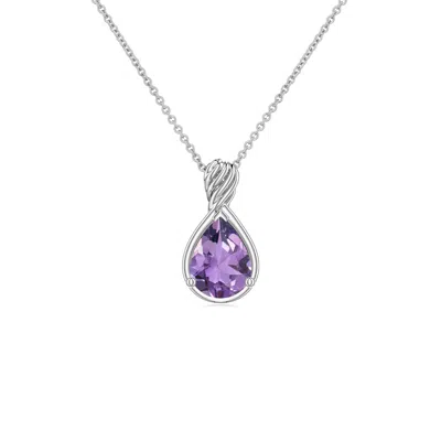 Angara 0.6 Ctw Pear Amethyst Twisted Frame Infinity Pendant In Platinum/light Purple