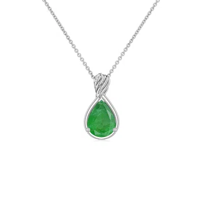Angara 0.6 Ctw Pear Emerald Twisted Frame Infinity Pendant In Green