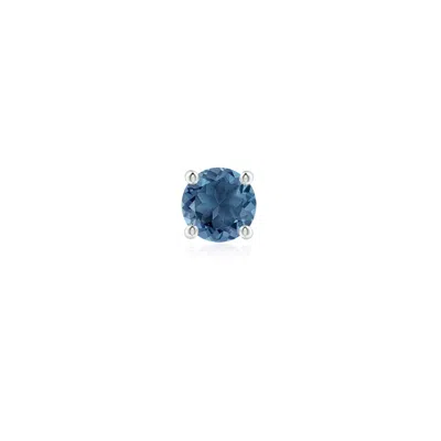 Angara 0.6 Ctw Vintage Style Round London Blue Topaz Solitaire Stud Earring In Platinum/light Greenish Blue