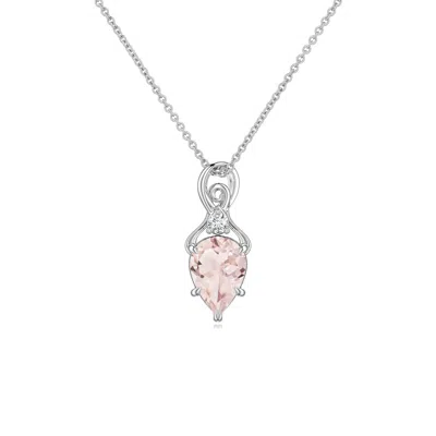 Angara 0.63 Ctw Inverted Pear Morganite Swirl Pendant With Diamond Accent In Platinum/very Light Peach