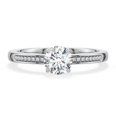 Angara 0.63 Ctw Round Diamond Milgrain Shank Engagement Ring In Platinum/g