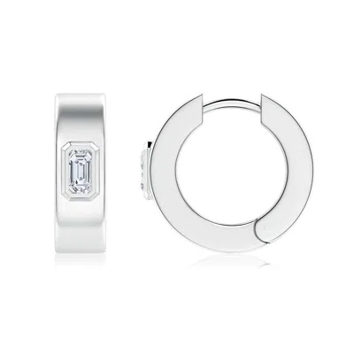 Angara 0.64 Ctw Emerald-cut Lab-grown Diamond Men's Octagon Huggie Hoop Earrings In Silver