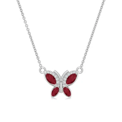 Angara 0.64 Ctw Marquise Ruby Butterfly Pendant In Burgundy