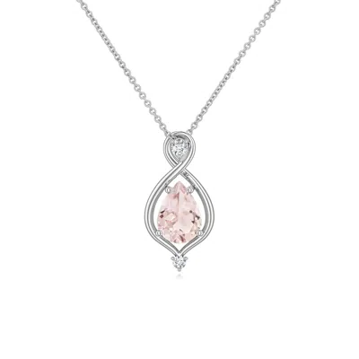 Angara 0.64 Ctw Pear Morganite Infinity Twist Pendant In Platinum/very Light Peach