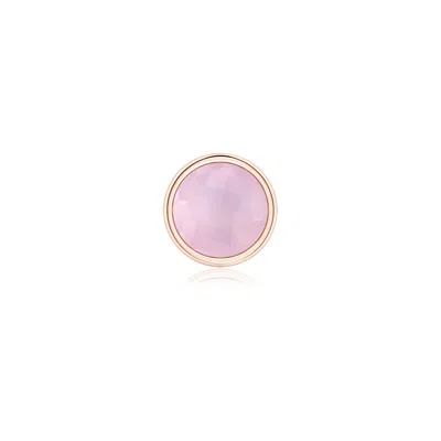 Angara 0.65 Ctw Bezel Set Rose Quartz Solitaire Stud Earring In Rose Gold/medium Pink