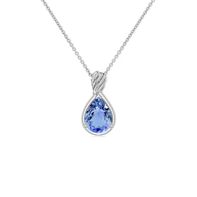 Angara 0.65 Ctw Pear Tanzanite Twisted Frame Infinity Pendant In Platinum/light Violet Blue