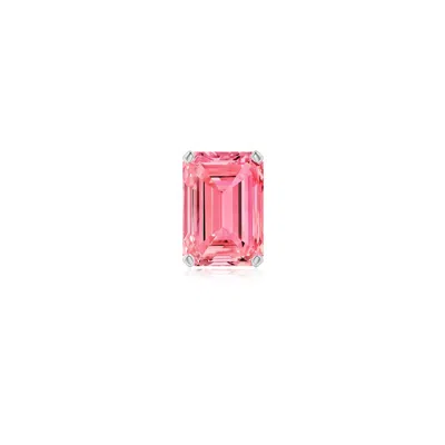 Angara 0.65 Ctw Prong-set Emerald-cut Fancy Intense Pink Diamond Solitaire Stud Earring In Platinum/fancy Intense