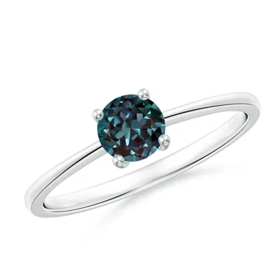 Angara 0.65 Ctw Round Lab-grown Alexandrite Reverse Tapered Shank Solitaire Ring In Platinum/bluish Green Changing To Brownish Or Pinkish Purple