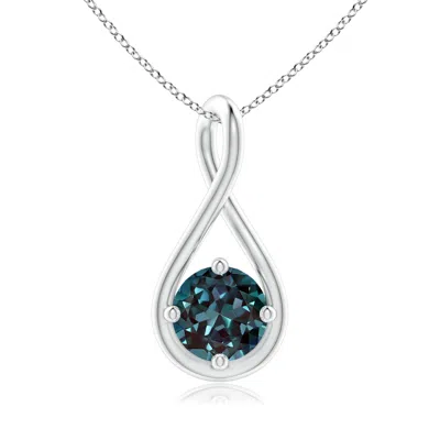Angara 0.65 Ctw Solitaire Round Lab-grown Alexandrite Twist Bale Pendant In Platinum/bluish Green Changing To Brownish Or Pinkish Purple