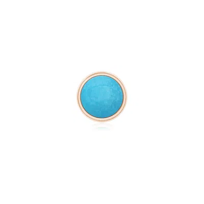 Angara 0.69 Ctw Bezel-set Round Cabochon Turquoise Stud Earring In Rose Gold/light Blue