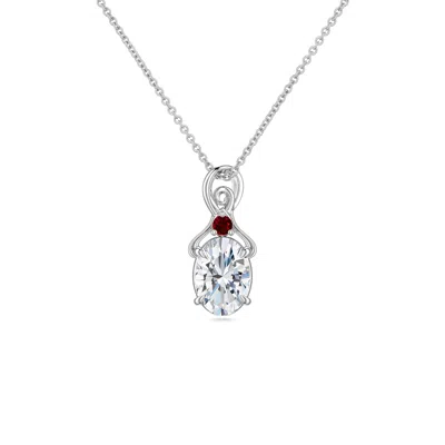 Angara 0.69 Ctw Oval Lab-grown Diamond Swirl Pendant With Ruby Accent In Metallic