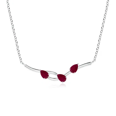 Angara 0.69 Ctw Pear-shaped Ruby Tree Branch Pendant In Metallic