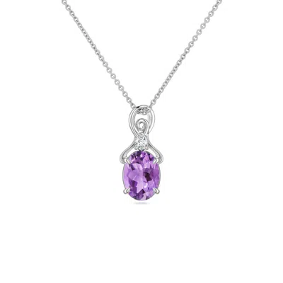 Angara 0.73 Ctw Oval Amethyst Swirl Pendant With Diamond Accent In Platinum/light Purple