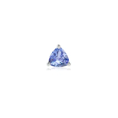 Angara 0.75 Ctw Basket-set Trillion Tanzanite Stud Earring In Platinum/light Violet Blue