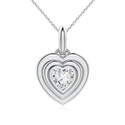 Angara 0.75 Ctw Bezel-set Lab-grown Diamond Three-step Heart Solitaire Pendant In Metallic