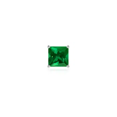 Angara 0.75 Ctw Classic Basket-set Square Lab-grown Emerald Stud Earring In Platinum/rich Green
