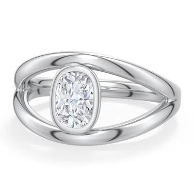 Angara 0.75 Ctw Cushion Rectangular Diamond Bypass Split Shank Engagement Ring In Platinum/g