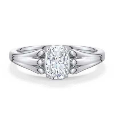 Angara 0.75 Ctw Cushion Rectangular Diamond Scrollwork Engagement Ring In Metallic