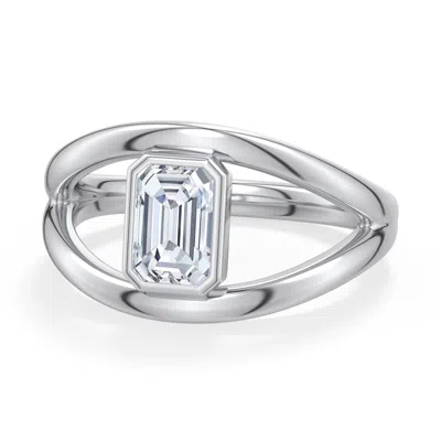 Angara 0.75 Ctw Emerald-cut Diamond Bypass Split Shank Engagement Ring In Platinum/g
