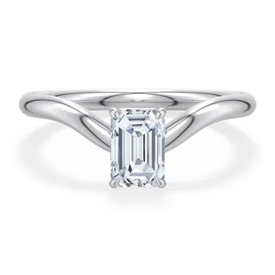 Angara 0.75 Ctw Emerald-cut Diamond Curved Shank Engagement Ring In Platinum/g