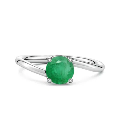Angara 0.75 Ctw Entwined Vine Round Emerald Solitaire Engagement Ring In Green