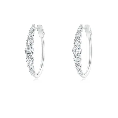 Angara 0.75 Ctw Graduated Prong-set Diamond Hoop Earrings In Silver