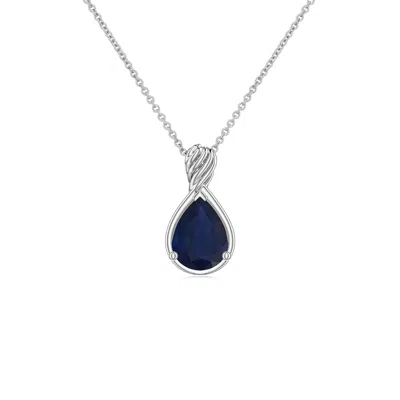 Angara 0.75 Ctw Pear Blue Sapphire Twisted Frame Infinity Pendant